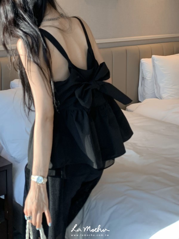 後綁帶澎感襯衫背心